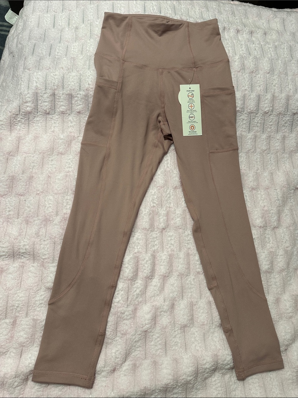 NWT Indero High Waisted Pocket Leggings Size Small Dusty Rose Activewear